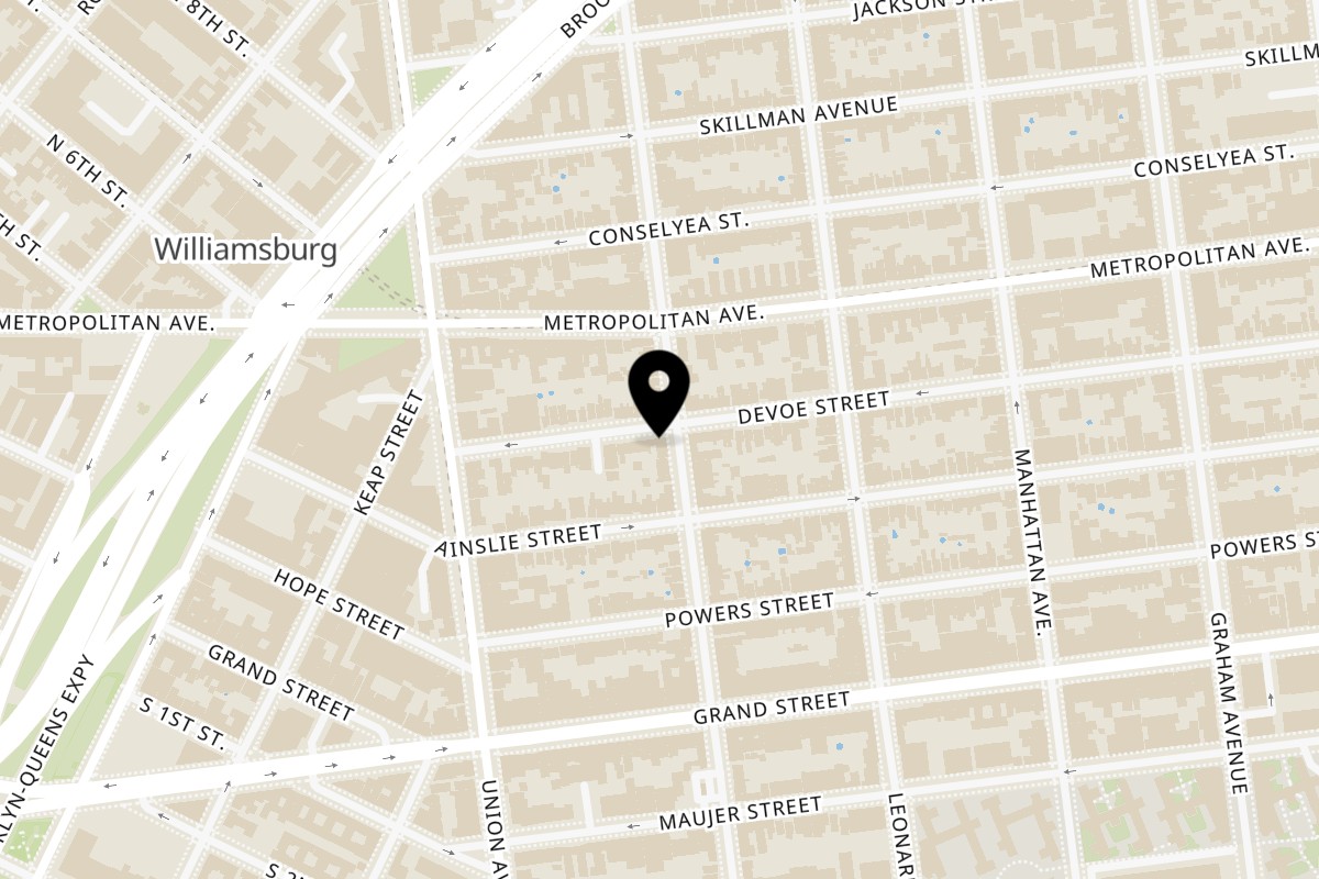 Map showing the location of Suzume BK on 545 Lorimer St in Brooklyn